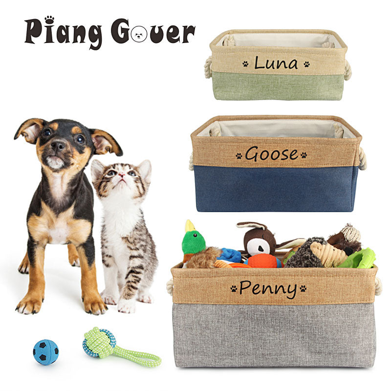Personalized Dog Toy Basket Free Print Pet Storage Box Cat DIY Custom Name Toys Clothes Accessories Organize Storage